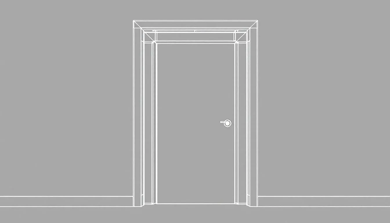 An illustration of a modern flush door with a concealed frame, showcasing its sleek design.