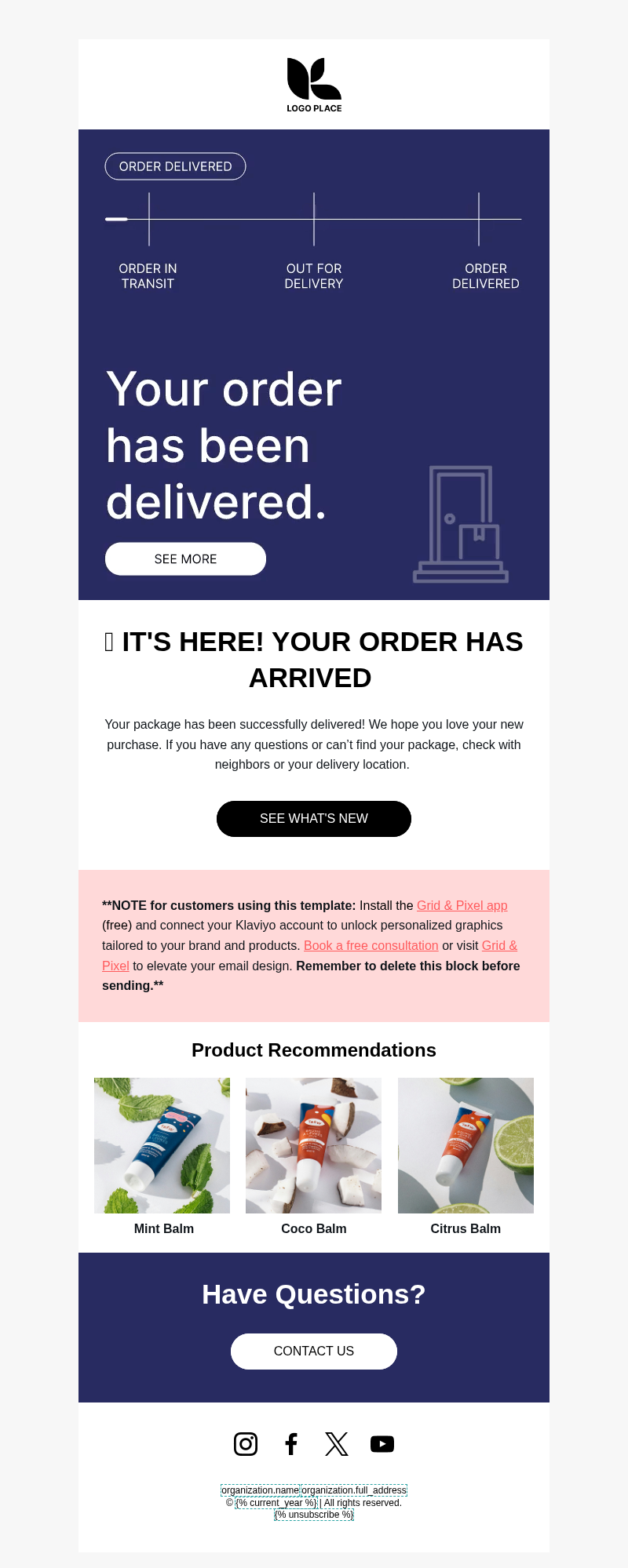 Delivery Confirmation Email Template