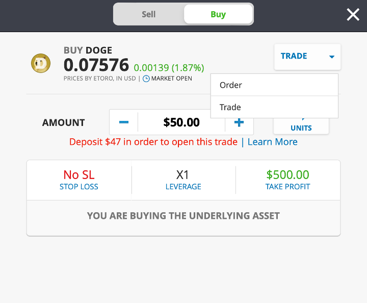 Buy Dogecoin with eToro