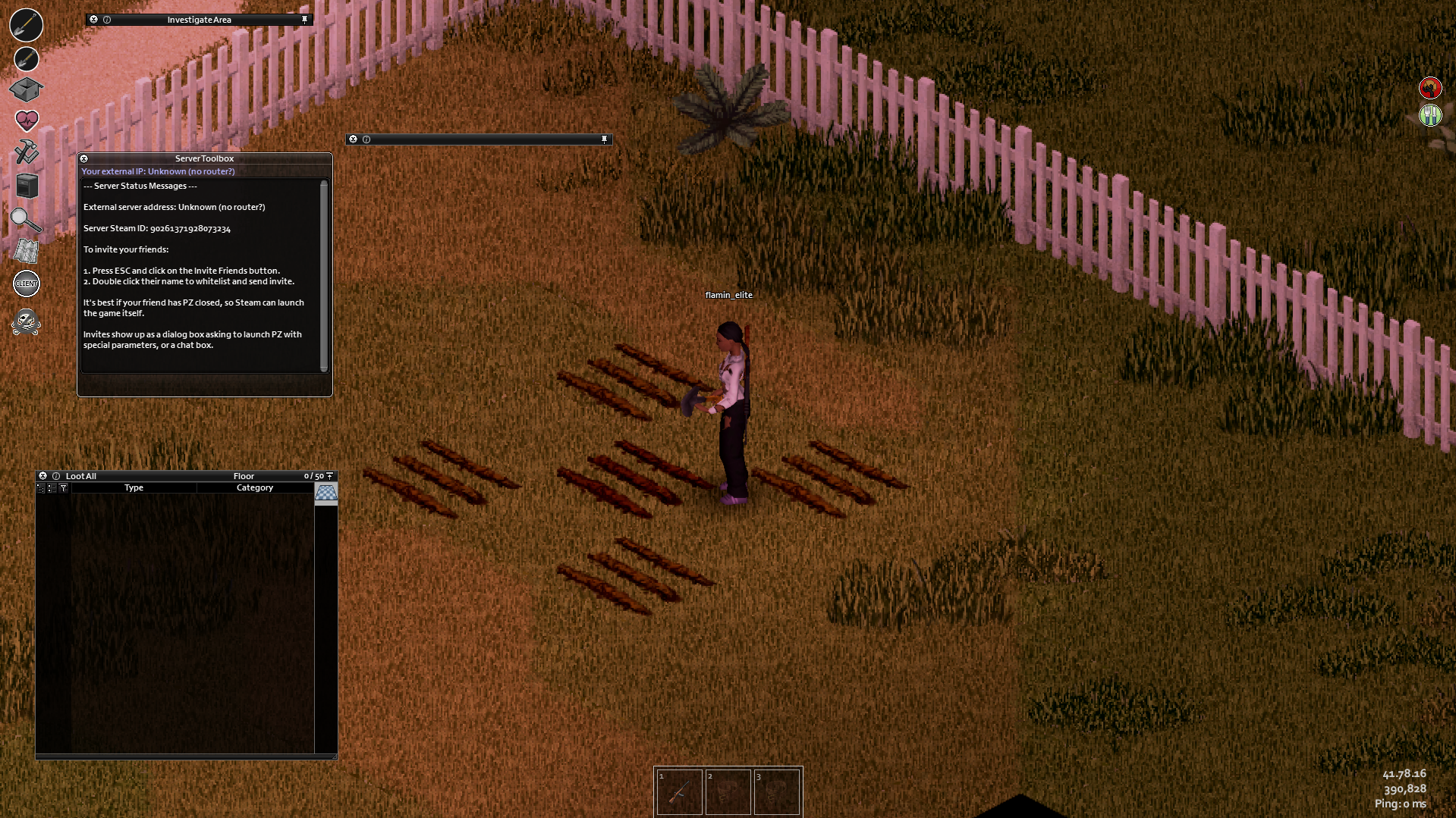 Patches of dirt with furrows.