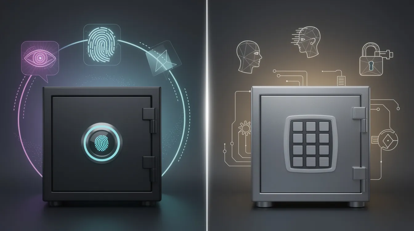 A comparison of biometric vs keypad safe features.