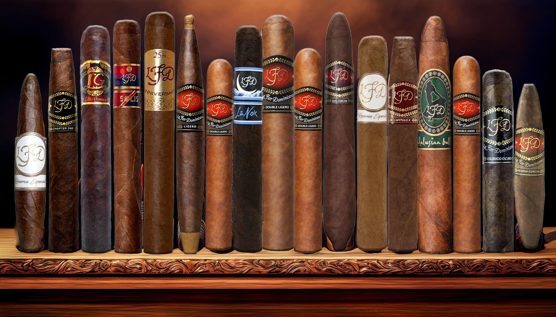 La Flor Dominicana Cigars in an elegant setting for custumers to choose