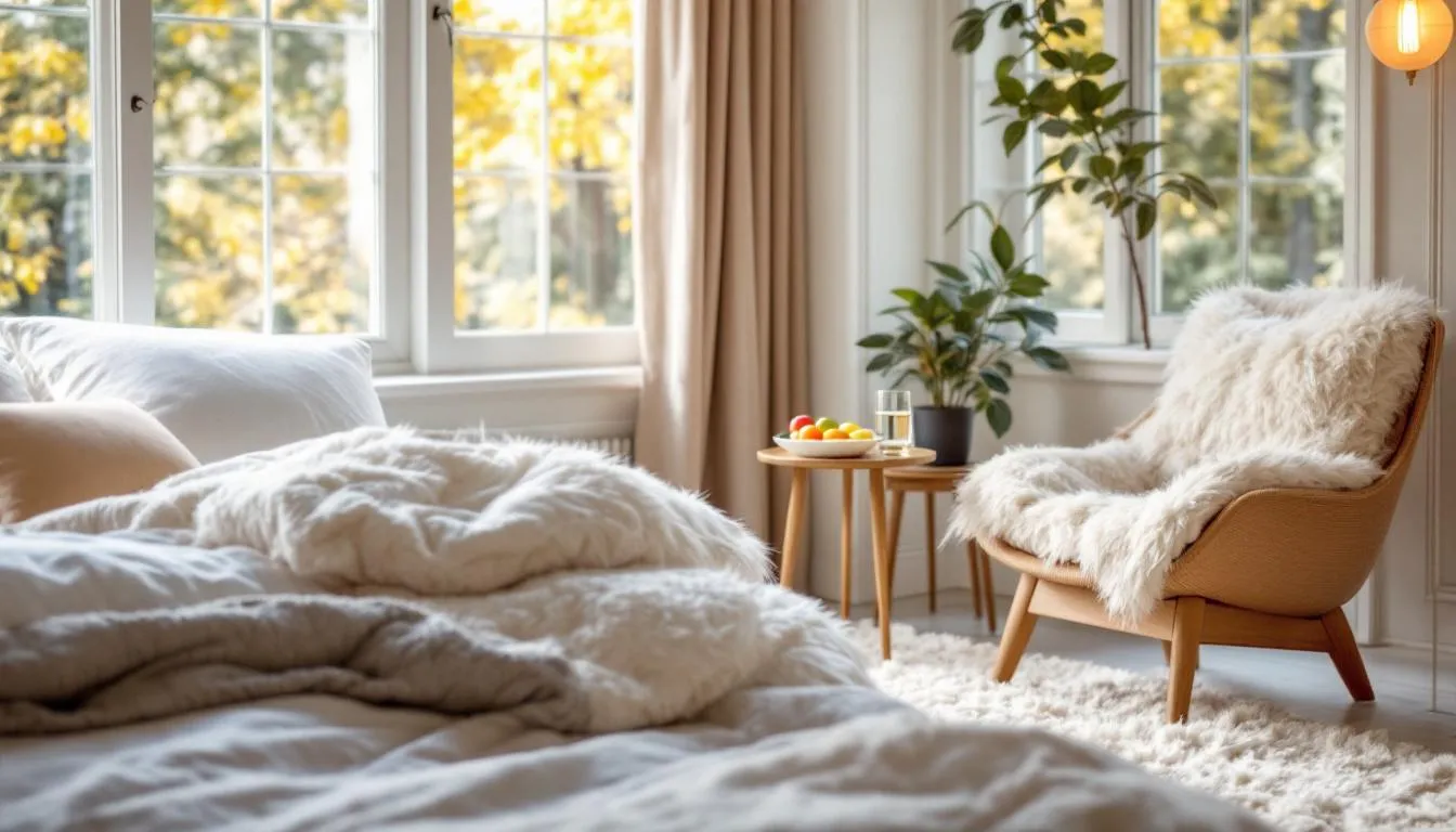 In this image, a cozy home setup is depicted, featuring soft bedding for comfort and easy access to food and water, providing a supportive environment for dogs potentially affected by vestibular disease. This setup is ideal for dogs experiencing symptoms such as head tilt or coordination issues, ensuring they feel secure while they recover.