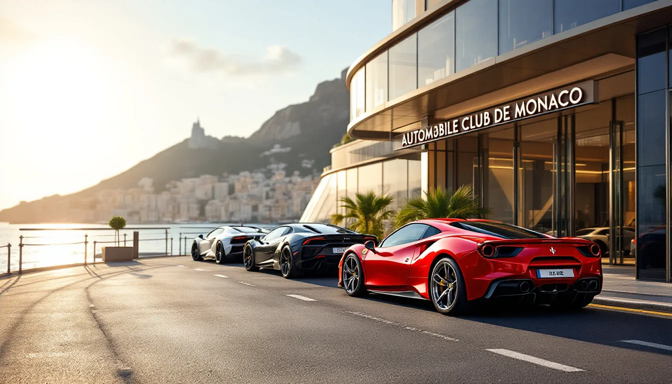 The Automobile Club de Monaco building with cars outside.