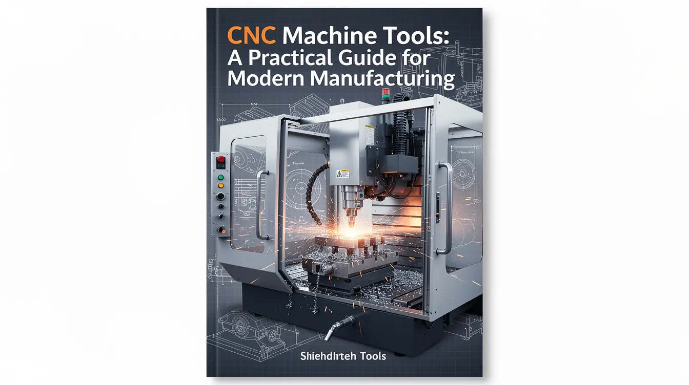 The image depicts a modern CNC machine tool in a manufacturing shop, showcasing its precision capabilities for machining both soft metals like aluminum and hard materials such as steel. The machine is equipped with advanced computer numerical control technology, highlighting its efficiency and reliability in producing complex shapes for various industries.