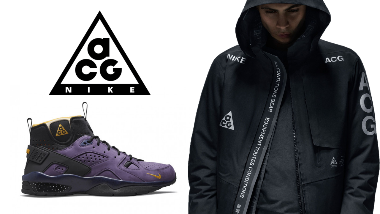 Nike ACG logo with model in techwear fashion