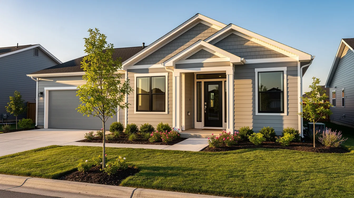 The image depicts a recently renovated single-family home featuring new siding and fresh landscaping, showcasing an inviting exterior ideal for real estate investors. This property exemplifies the potential for profitable real estate deals, with its modern updates enhancing its appeal to potential buyers.