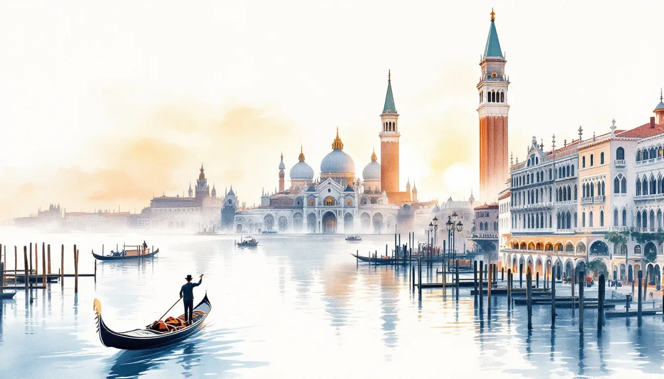 Iconic landmarks and stunning scenery in Venice, Italy, a top romantic destination.