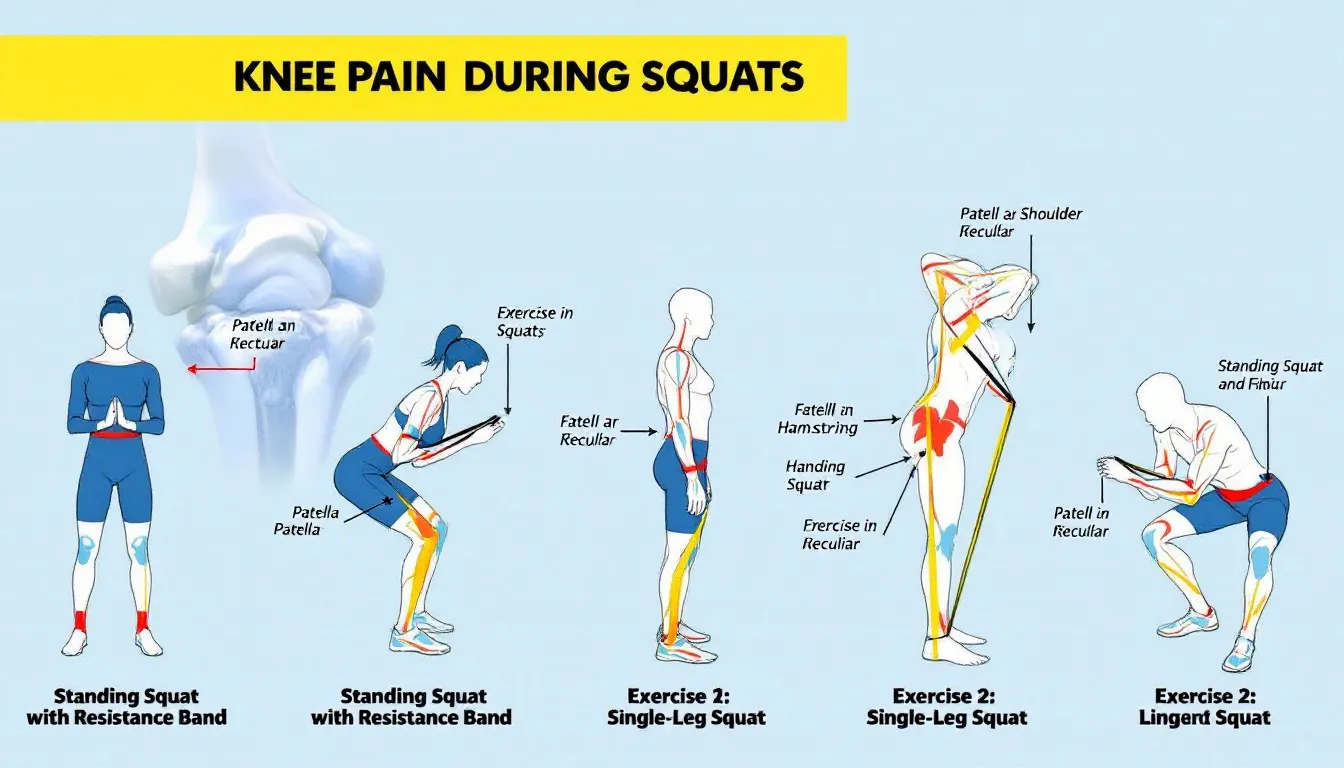 Top Ways to Relieve Knee Pain When Squatting: Causes and Solutions A collection of exercises aimed at treating knee pain during squats.