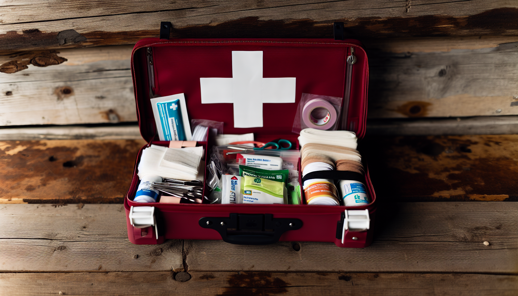 A well-equipped first aid kit for long distance horse hauling