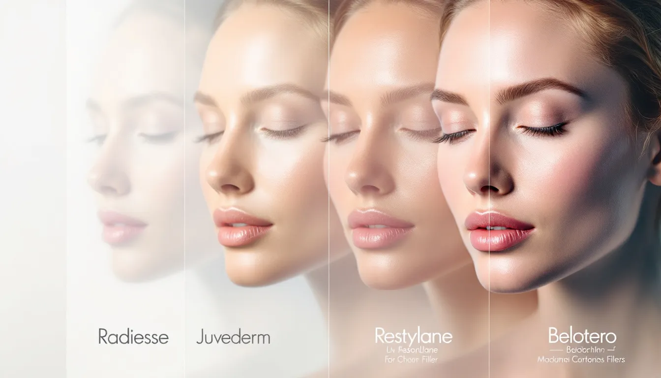 A comparative chart showing Radiesse and other dermal fillers.