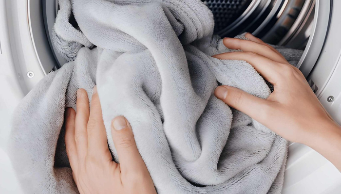 High-quality microfiber towek being washed 