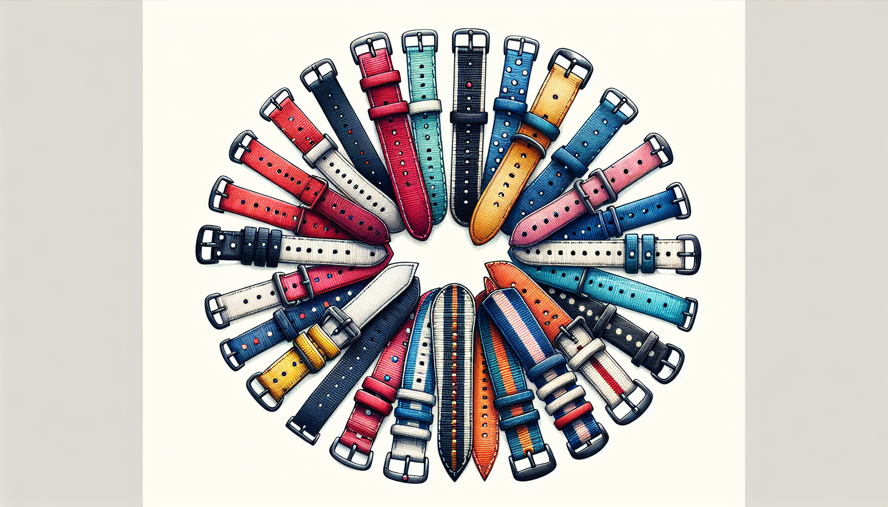 Variety of colorful canvas watch straps