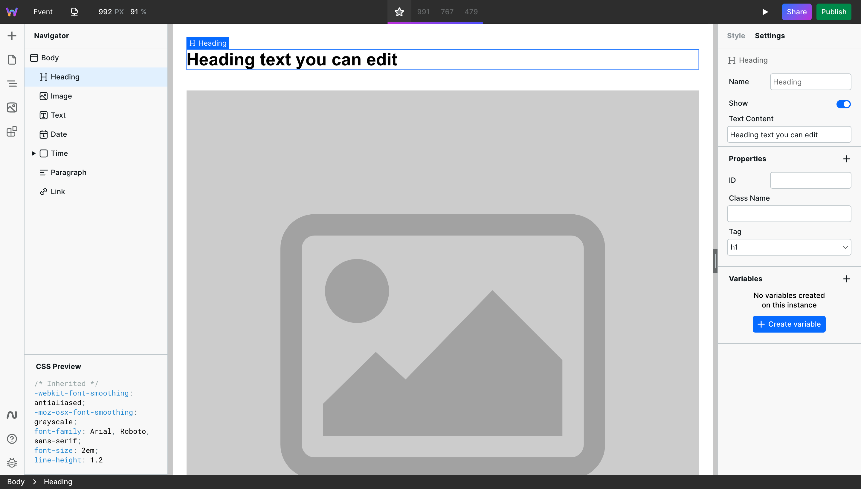 Dynamic page with components without bindings