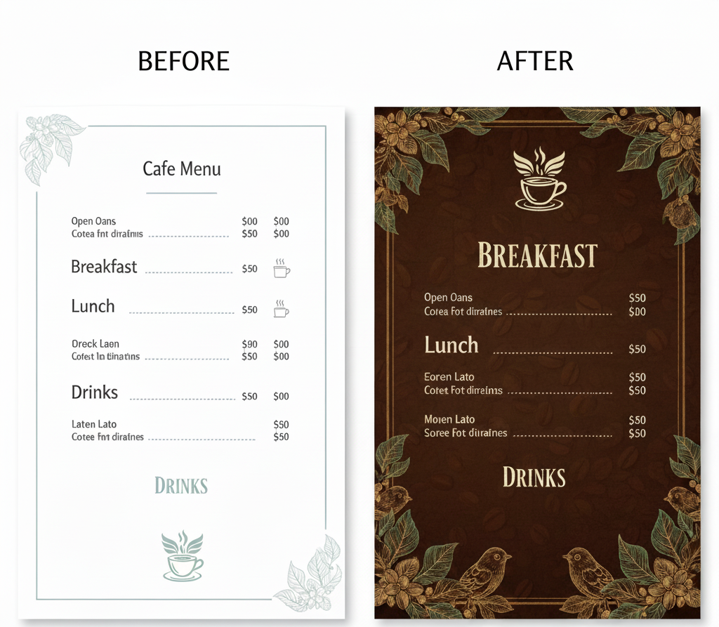 customize your canva menu with fonts, colors, and layouts 