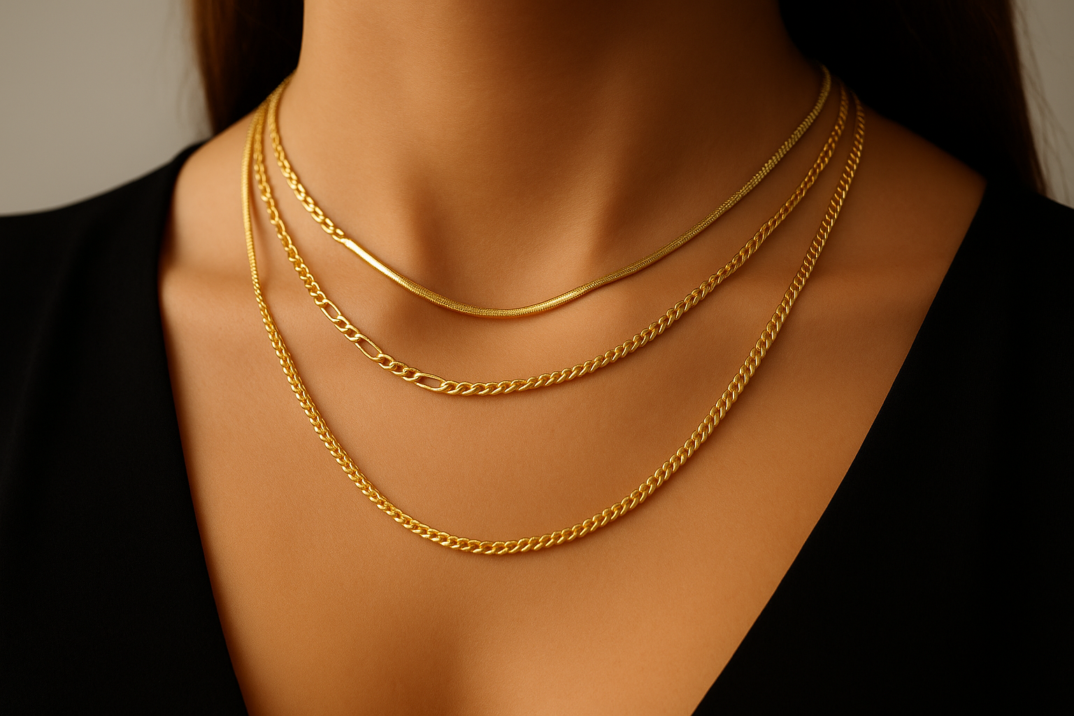 Skirtingų ilgių ir pynimų auksinės grandinėlės