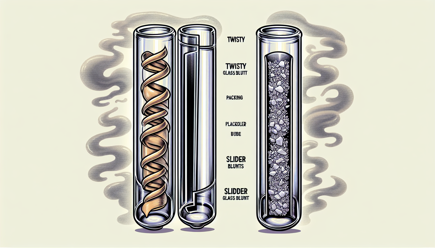 Illustration of twisty and slider glass blunts