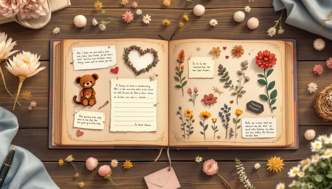 A DIY anniversary scrapbook capturing cherished memories in a creative way.