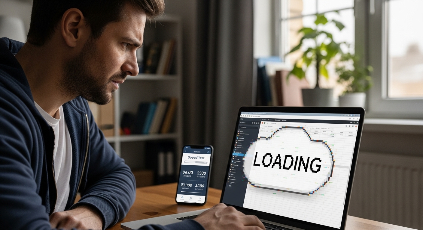 Remote worker experiencing lag on a cloud desktop due to unstable internet connection.