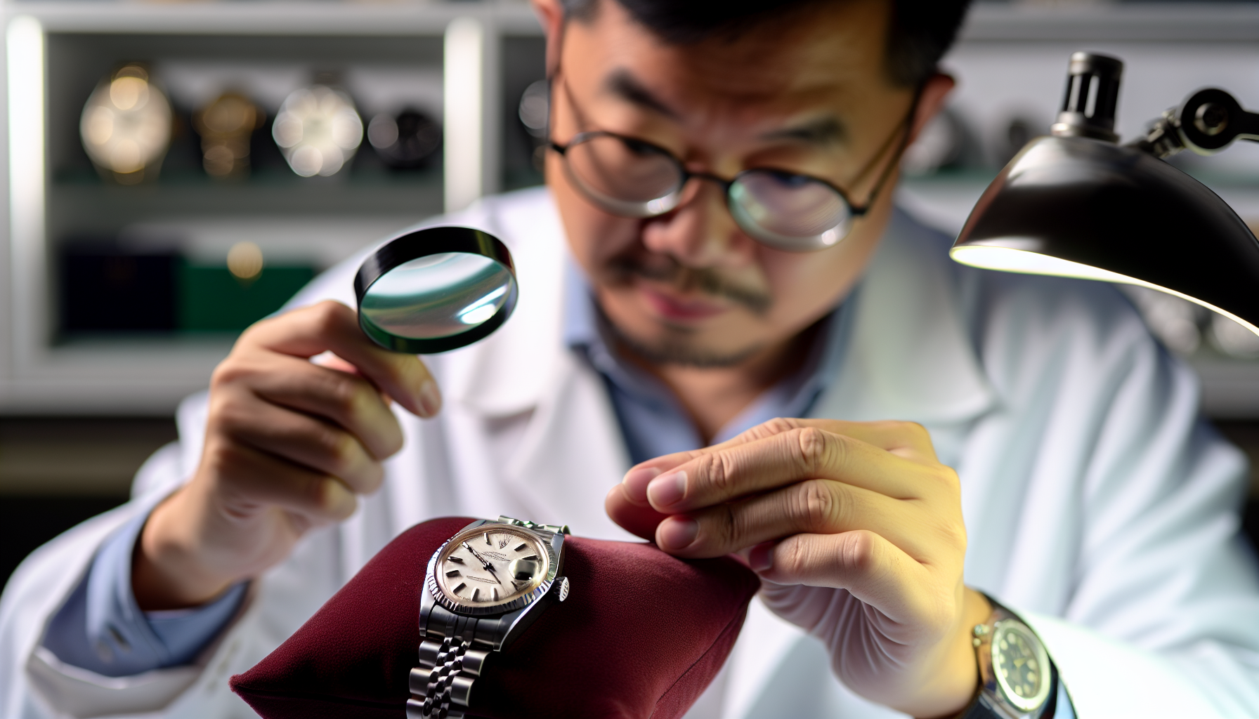 Vintage Rolex watch being evaluated for resale value