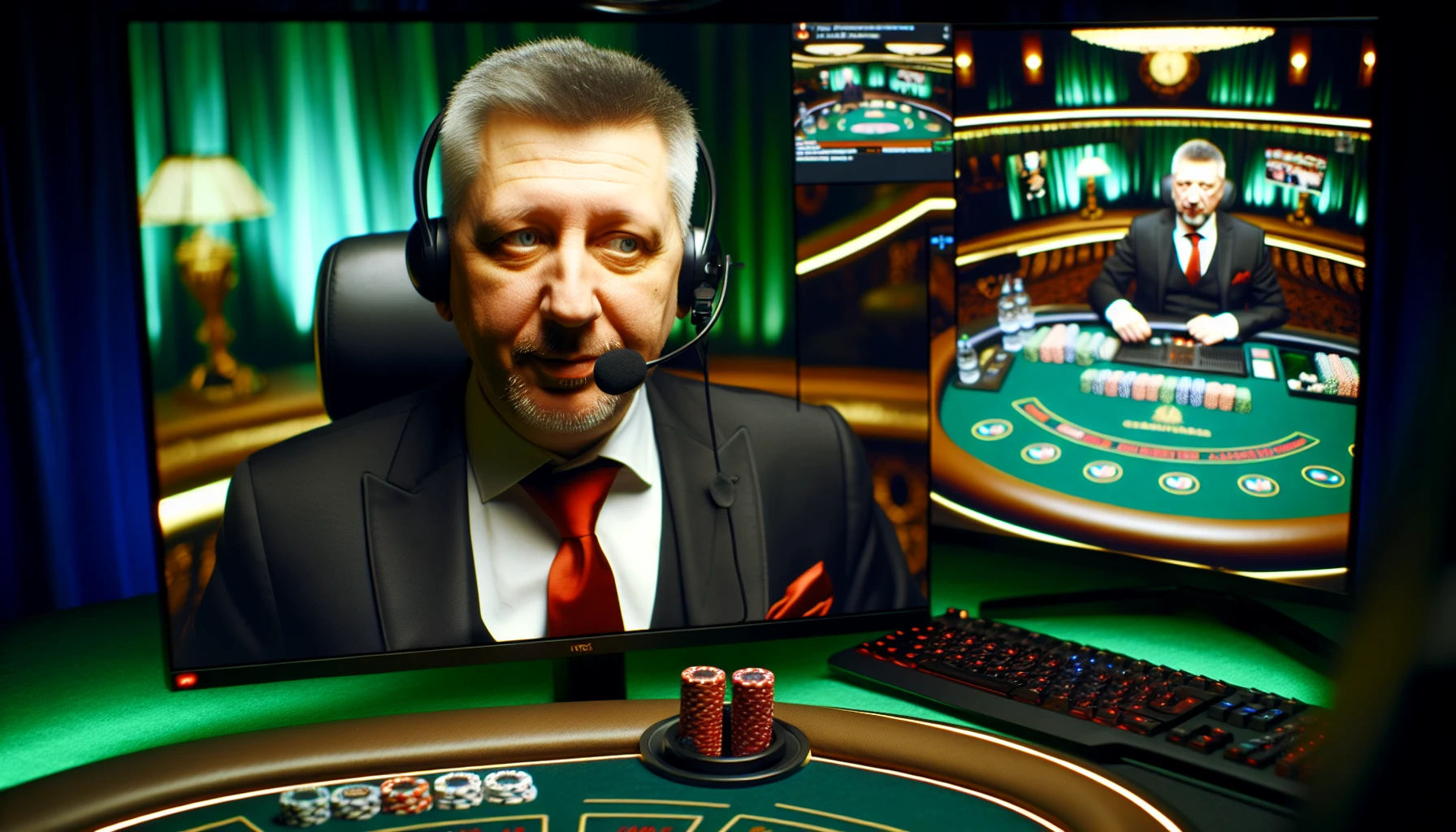 Online casino dealer hosting live game
