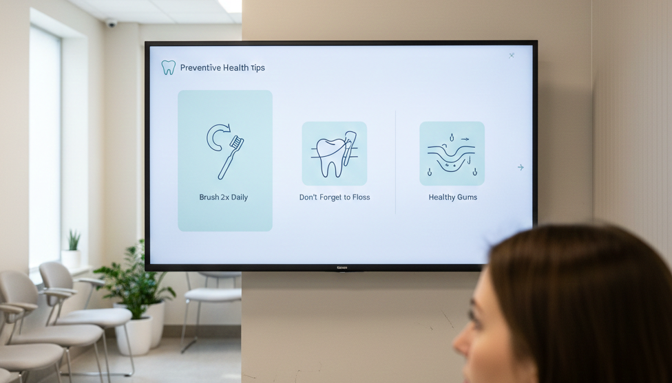 10 Ideas to Improve Your Dentist Waiting Room TV 3 share preventive dental health tips