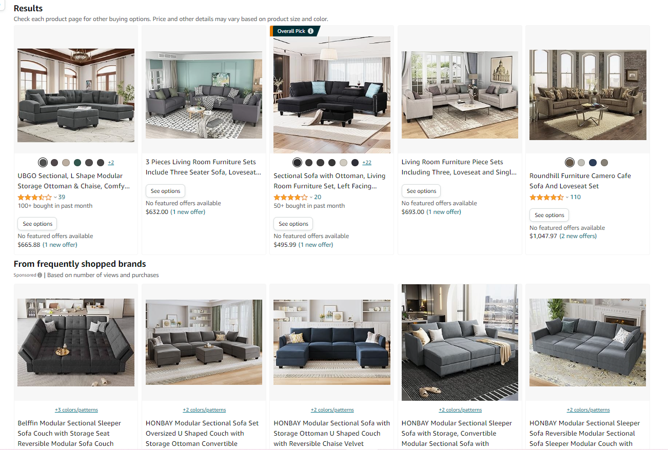 Sofa sets are among the most popular furniture products for dropshipping due to their consistent demand in living rooms. 