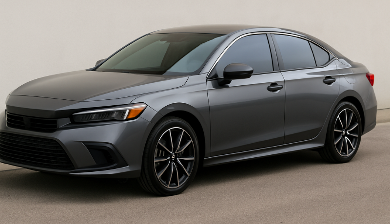 A car with ceramic tint instead of carbon tint for good UV protection and reject infrared light