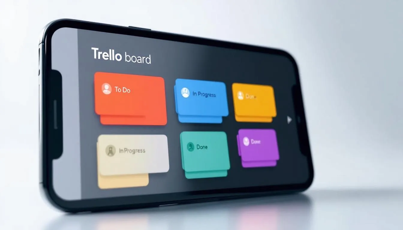 Tableau de Trello sur un écran d'ordinateur, représentant l'organisation des projets.
