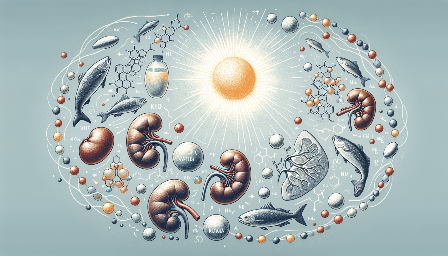 Illustration of key supplements for kidney health