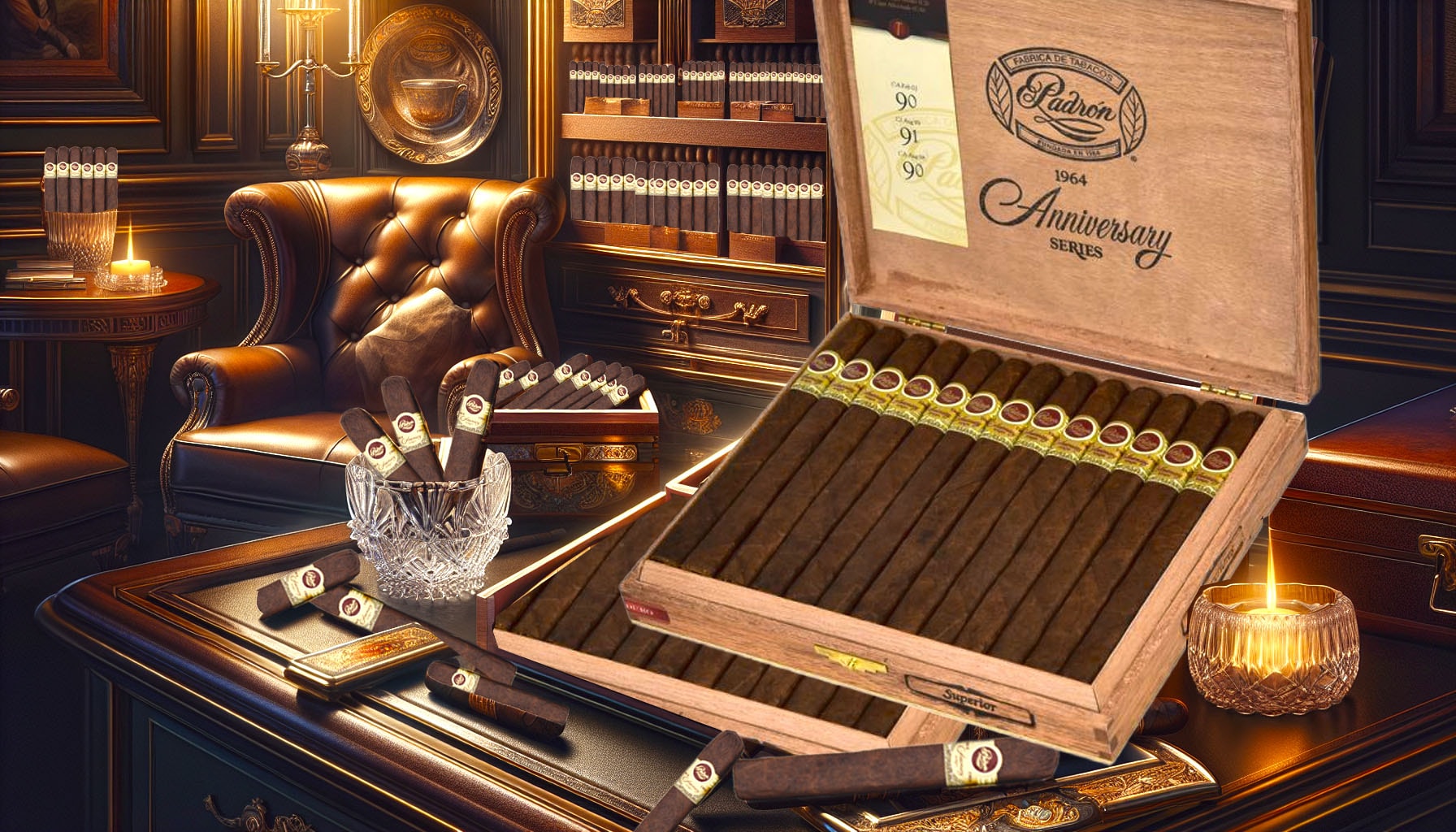 An artistic representation of the 1964 Anniversary Series cigars.