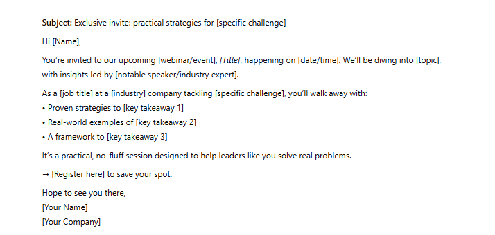 Event invitation email example