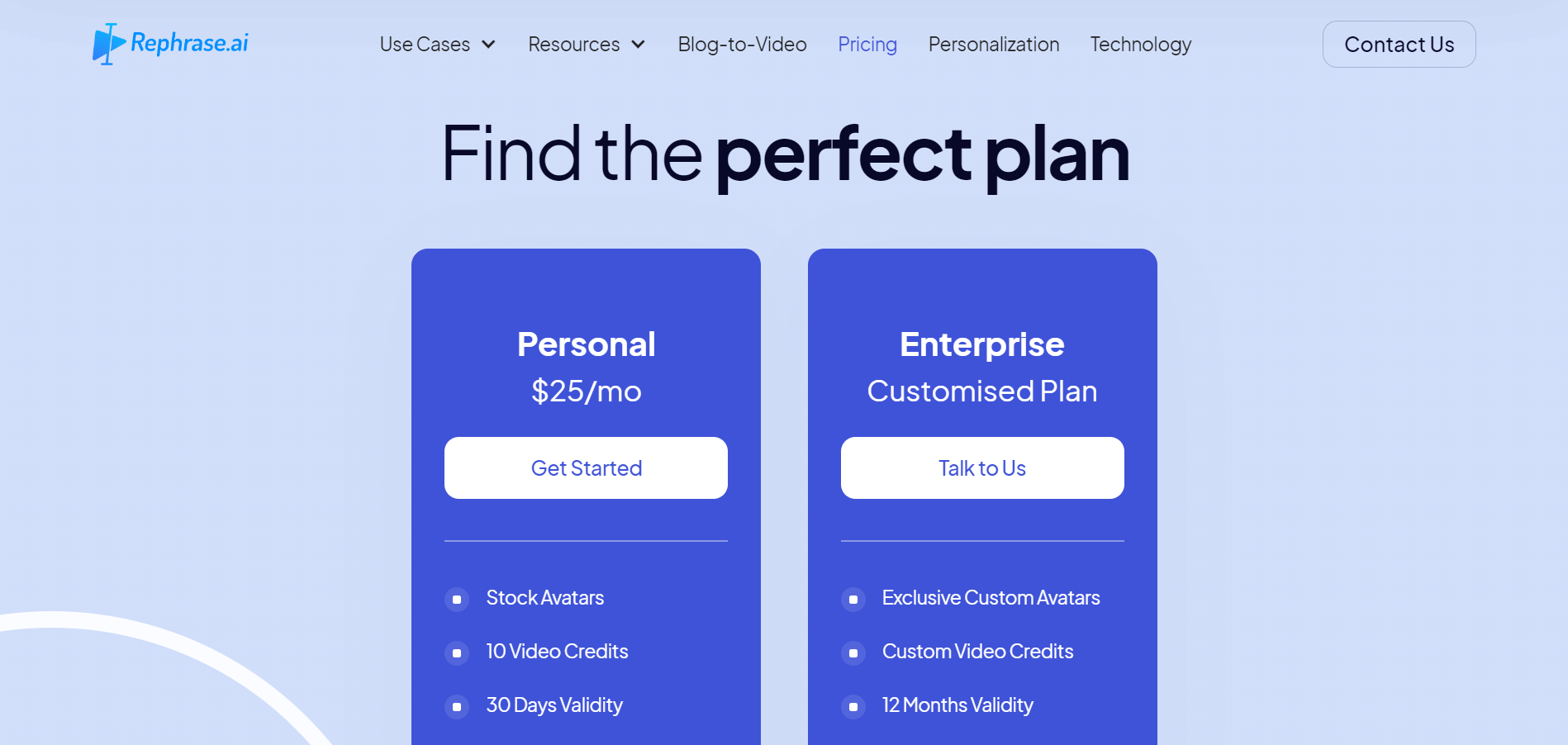 Rephrase's pricing plans