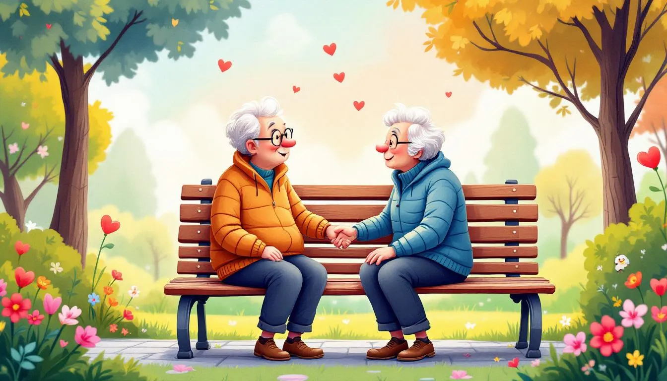 An older adult couple sharing a tender moment, illustrating that older adults can have interests in intimacy.