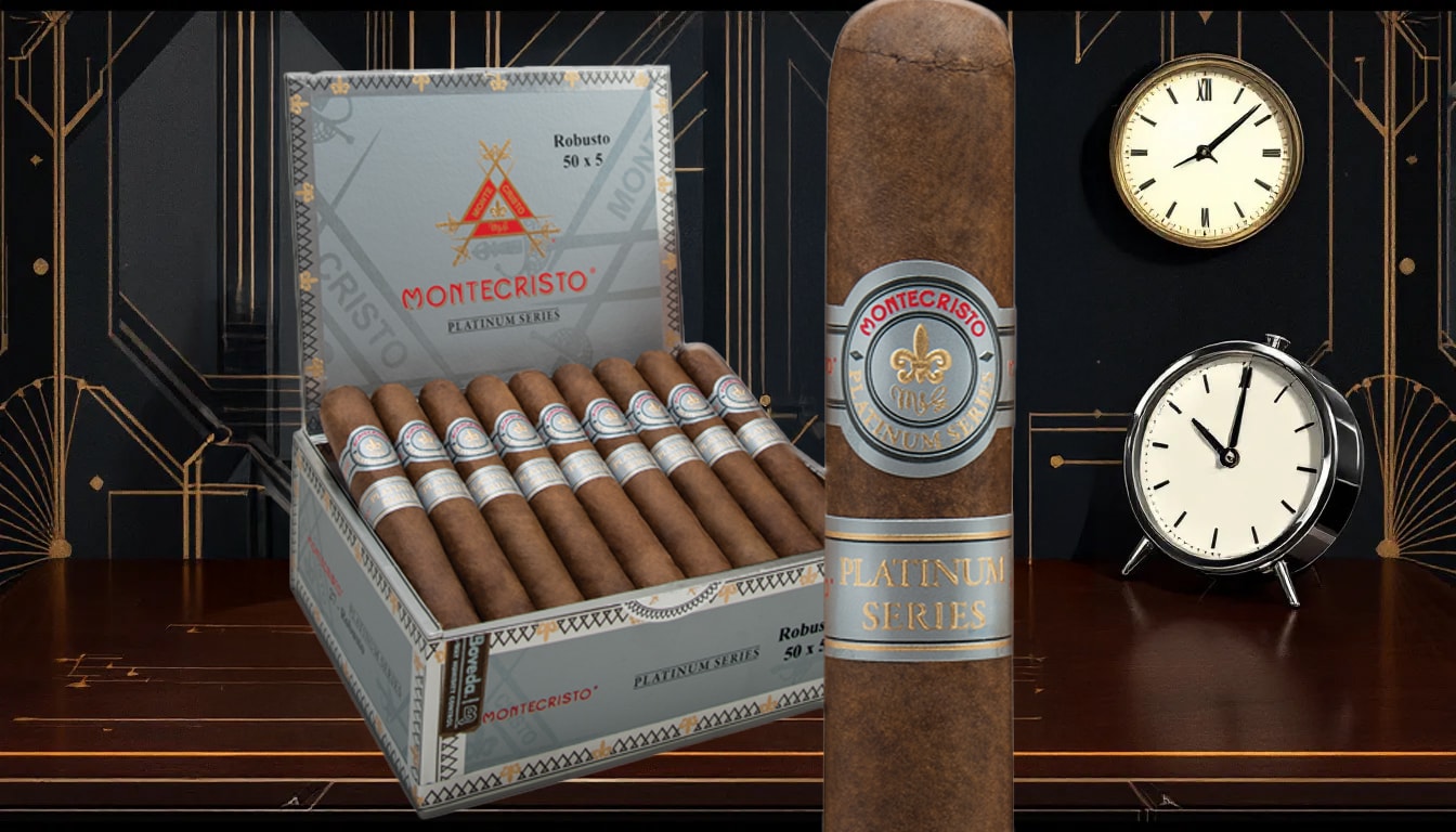 A collection of Montecristo Platinum series cigars displayed elegantly.