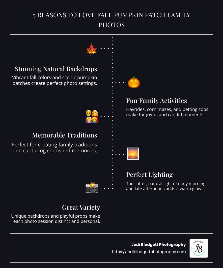 5 reasons to love fall pumpkin patch family photos - fall pumpkin patch family photos infographic infographic-line-5-steps-dark - site owner -visit - field trips