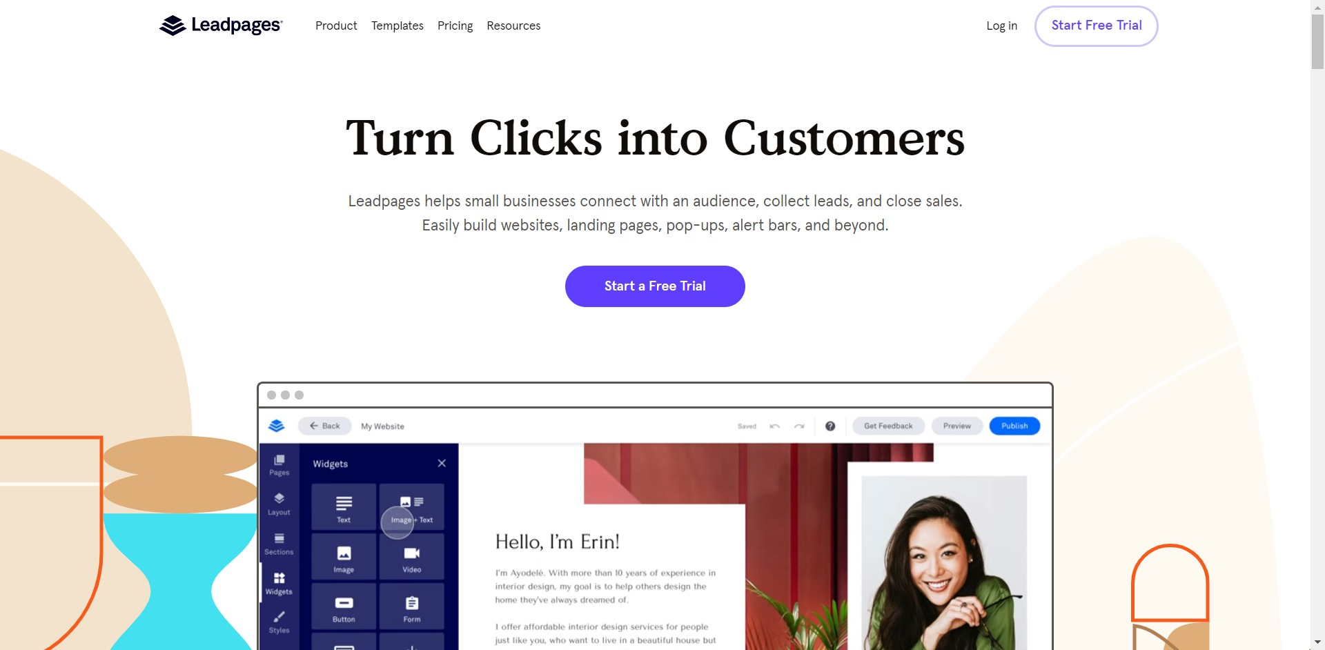 Leadpages home page
