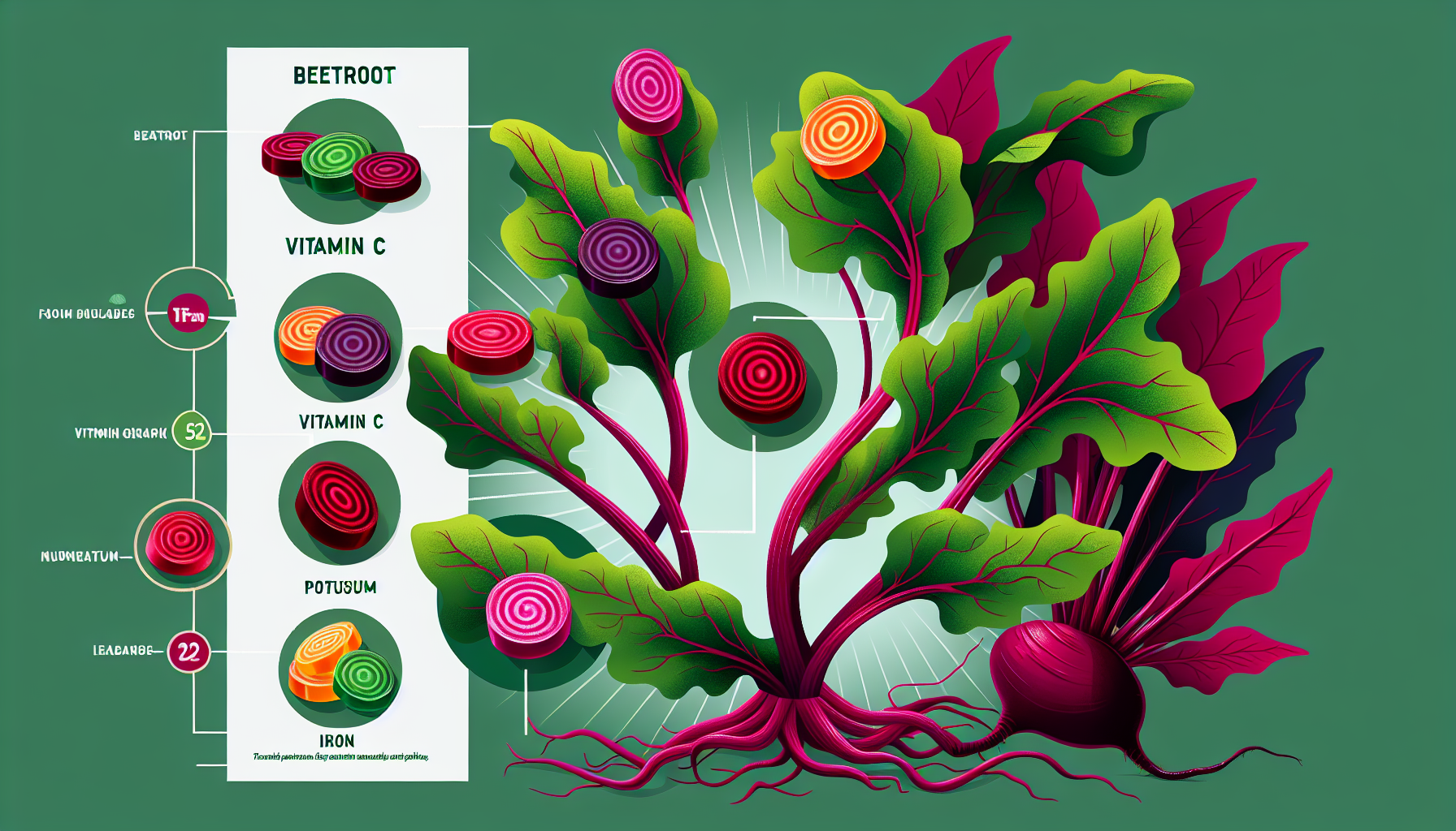 A visual representation of the nutritional value of beet root gummies.