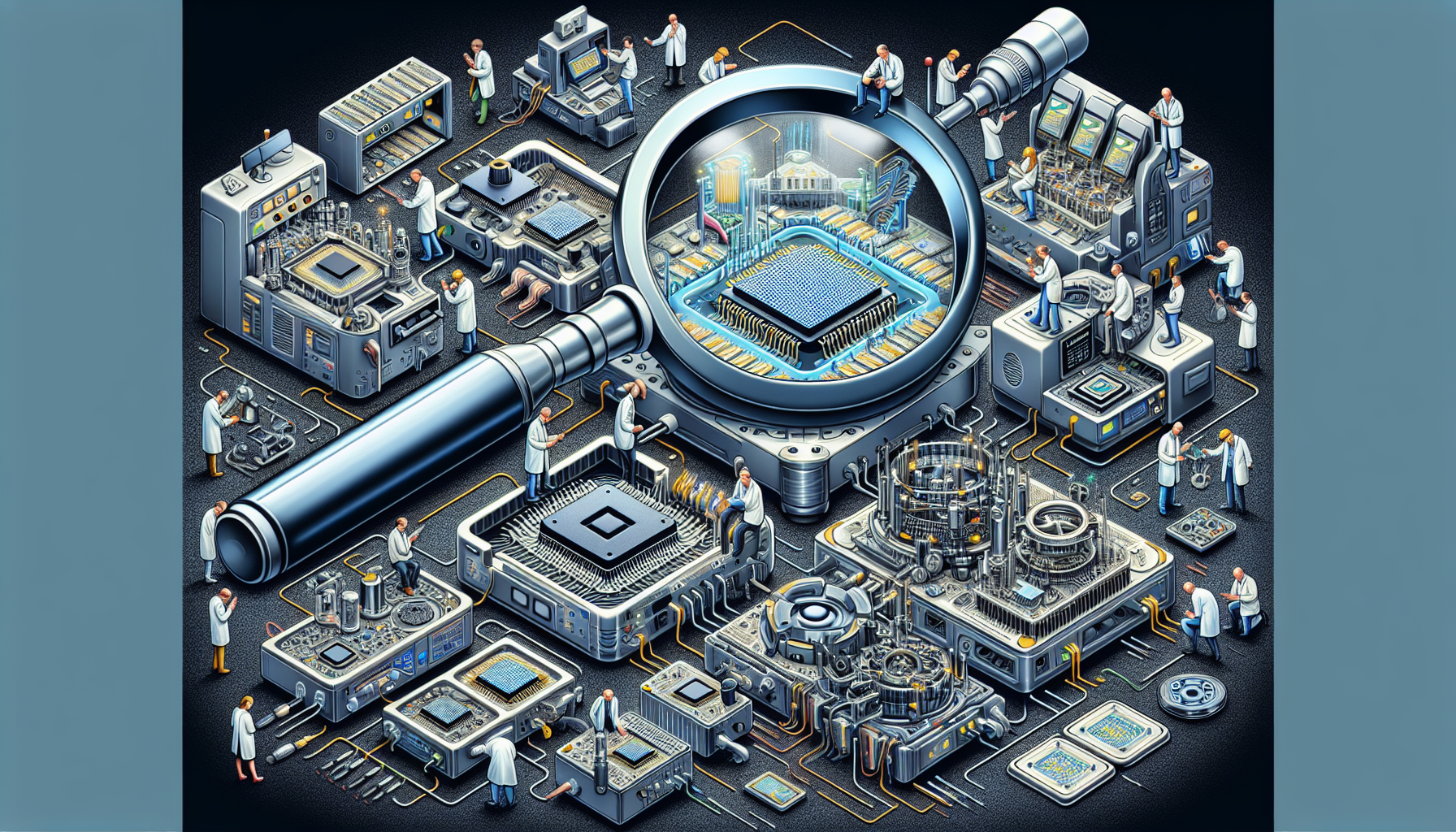 Illustration of semiconductor testing process