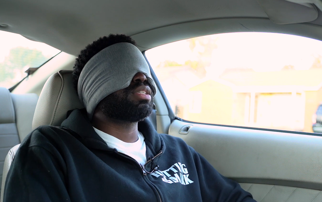 testing the Freshme sleep mask in the car