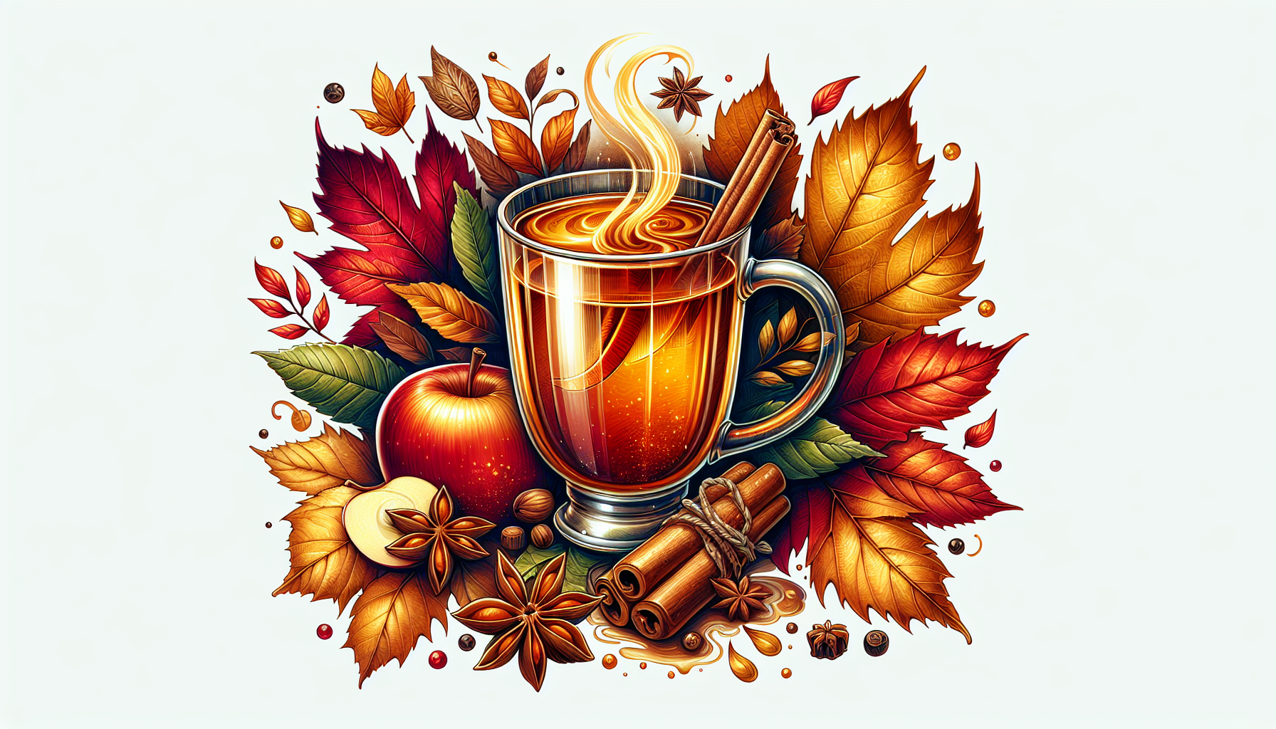 Hot mulled apple cider in a steaming mug.