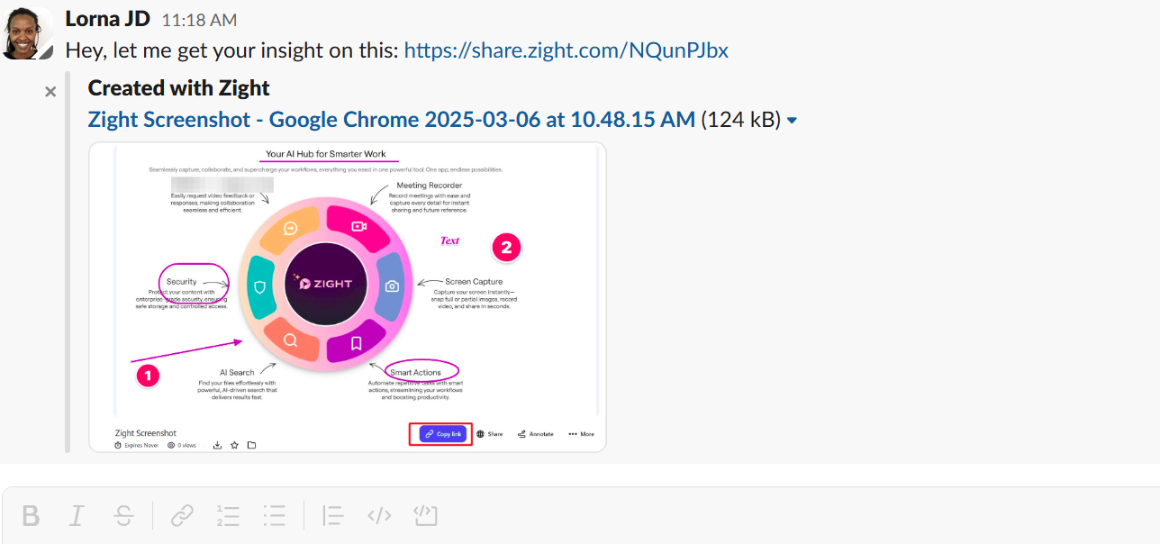 The Annotated Slack screenshot