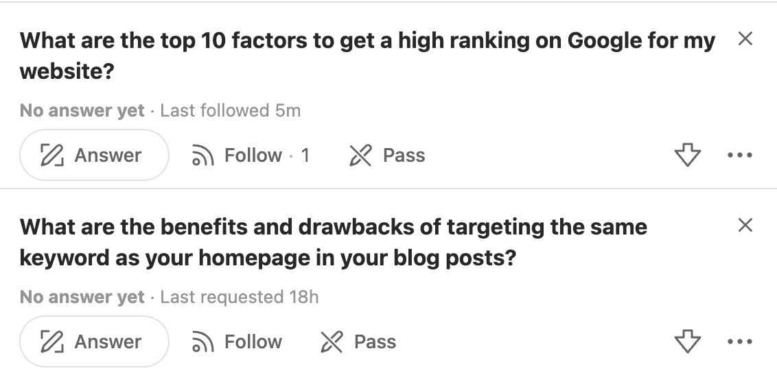 screenshot from Quora