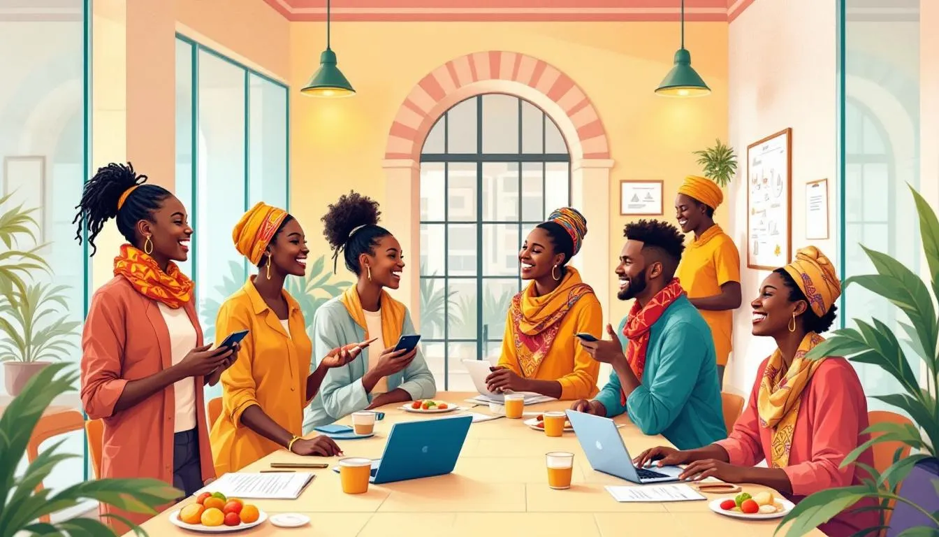 Des étudiants africains en stage dans une entreprise en Espagne, illustrant les opportunités professionnelles.