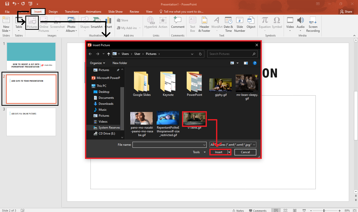 How to Insert Embed GIFs in a PowerPoint Presentation - Tutorial