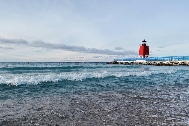 lighthouse, shore, great lakes