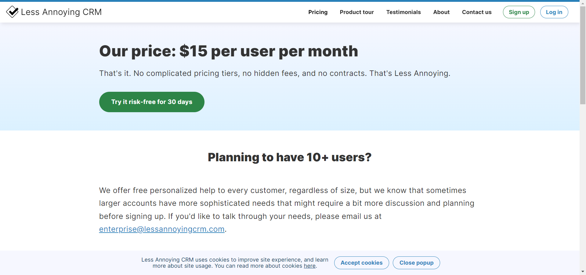 Less Annoying CRM pricing