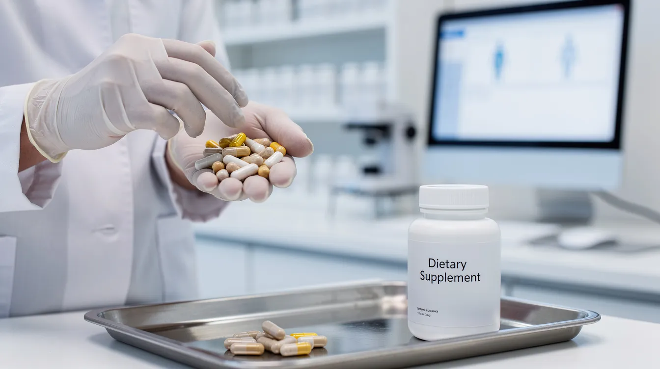 A healthcare professional is seen handling supplement capsules in a clinical setting, emphasizing the importance of glynac supplementation for addressing issues like glutathione deficiency and mitochondrial dysfunction in older adults. This scene reflects the ongoing clinical and translational research aimed at improving cognitive health and overall well-being through targeted supplementation.