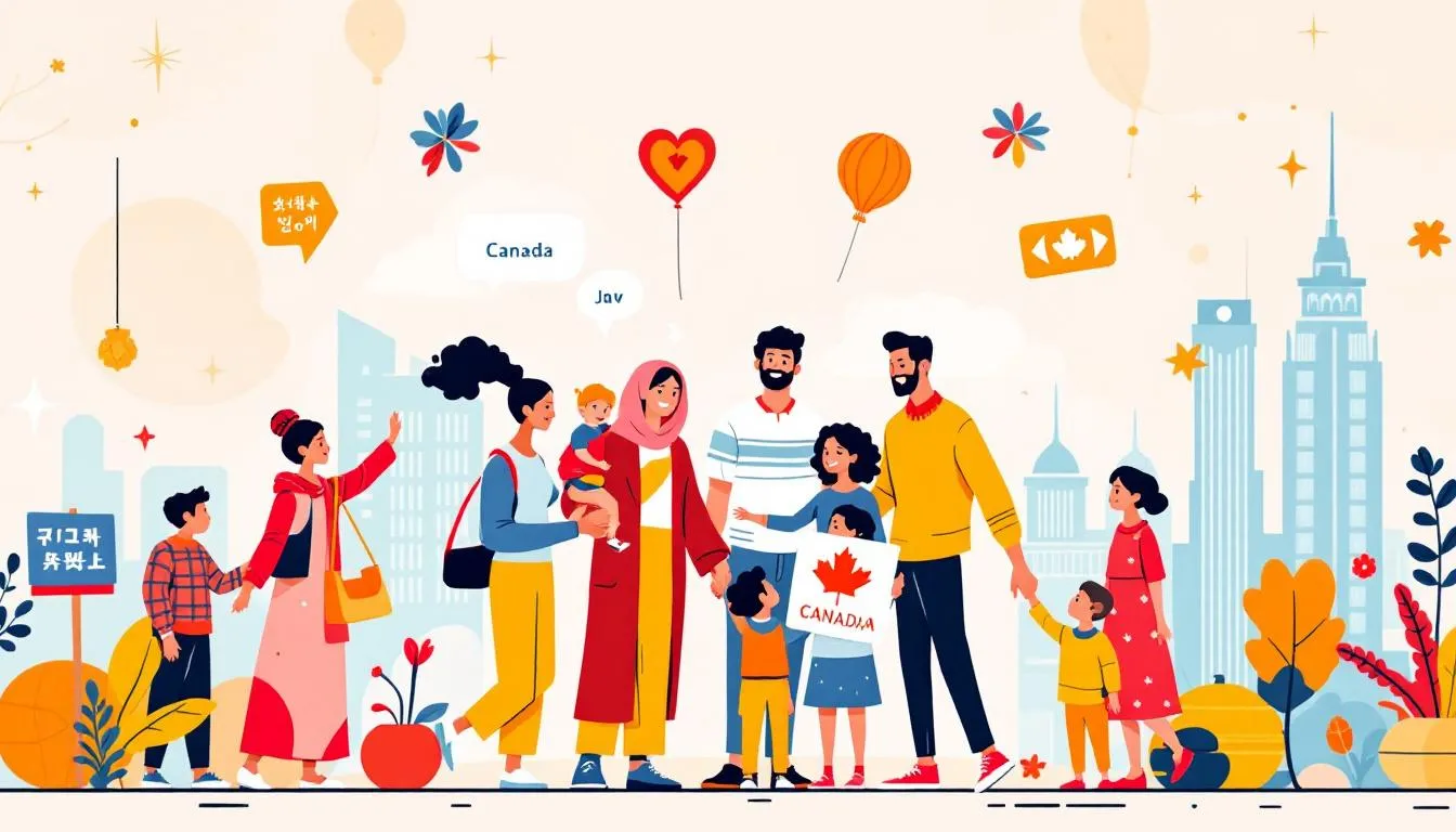 A family celebrating their successful sponsorship for Canadian immigration.