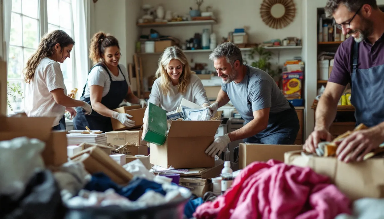 A professional team conducting hoarding cleanup services.